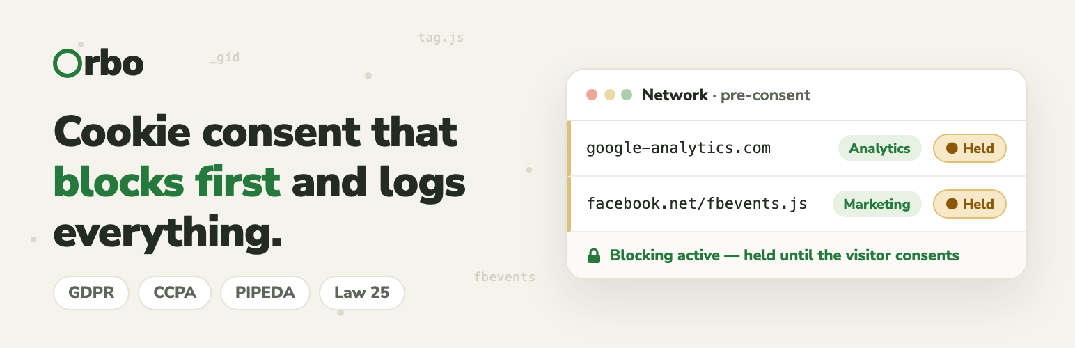 Orbo – Cookie Consent & Compliance Banner (GDPR, CCPA, PIPEDA)