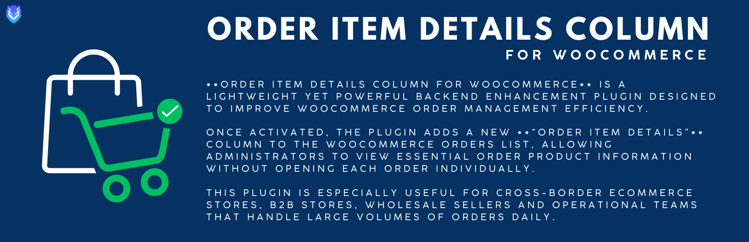 Order Item Details Column for WooCommerce