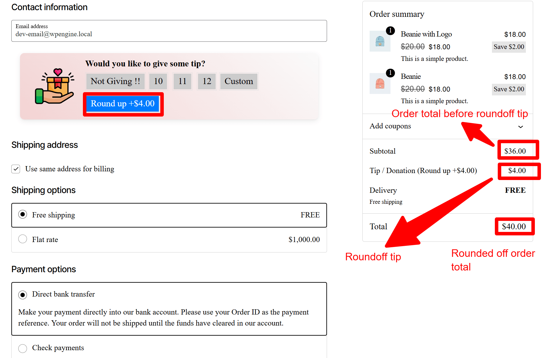 Order Tip & Donations for WooCommerce screenshot 8