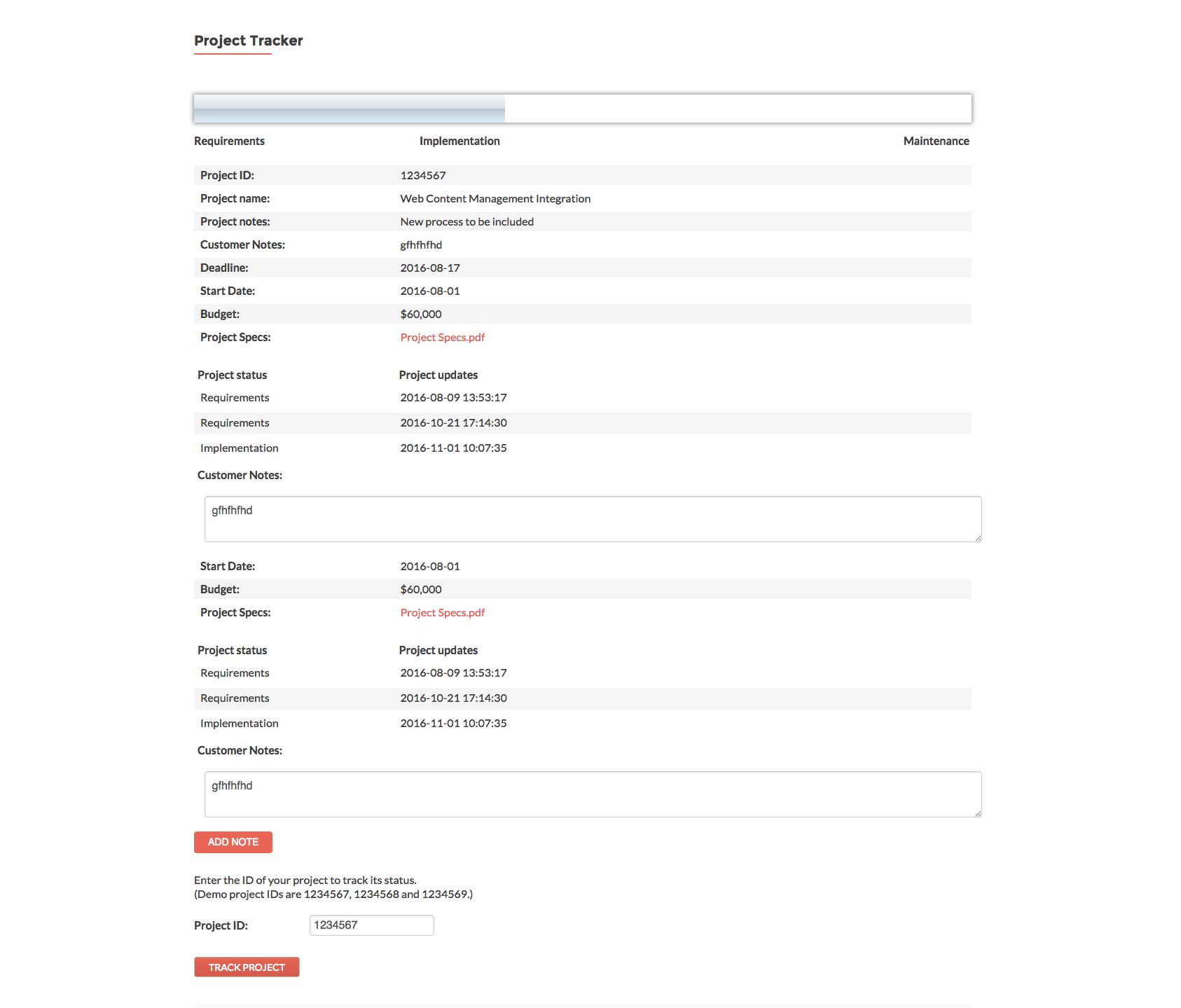 Set up as a project status tracking tool