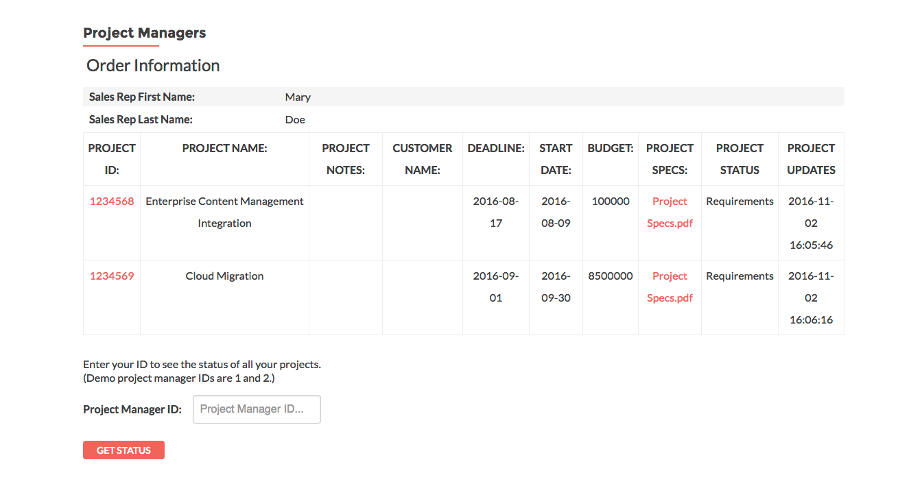 Project status project manager view