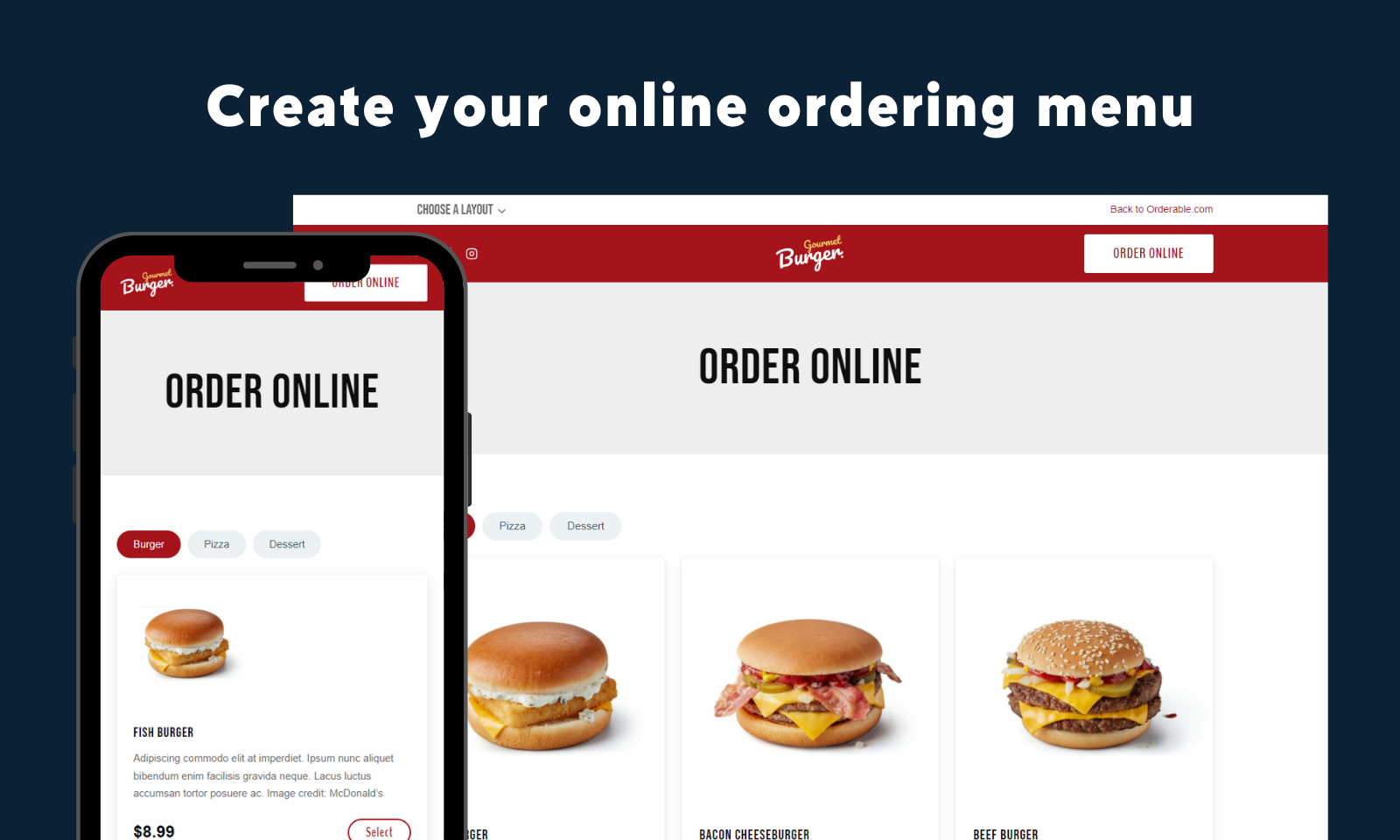 Create your online ordering menu