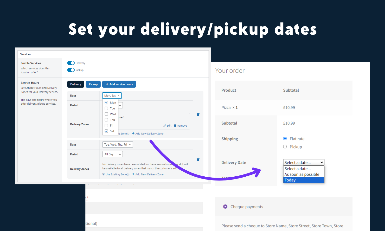 Set your delivery and pickup dates