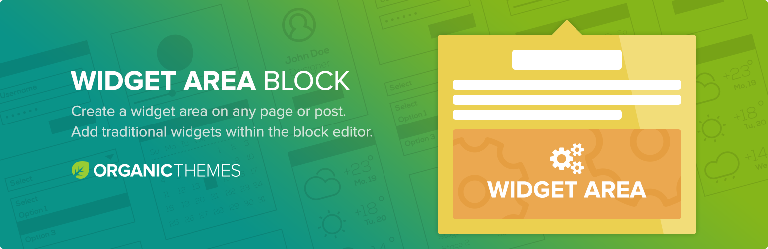 WordPress 外掛 Organic Widget Area Block 的封面圖片。