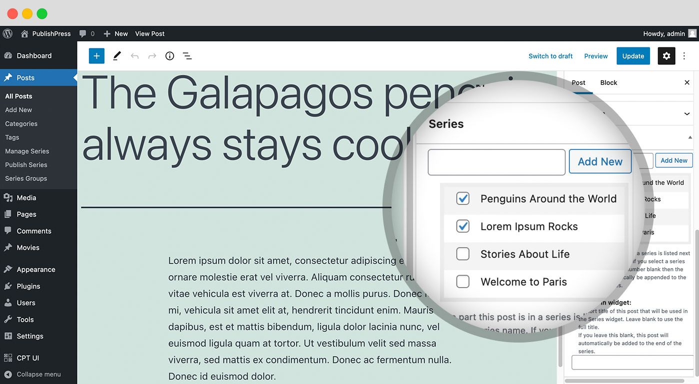 This feature is in the Pro version of PublishPress Series and it brings the capability of adding a post to more than one series.