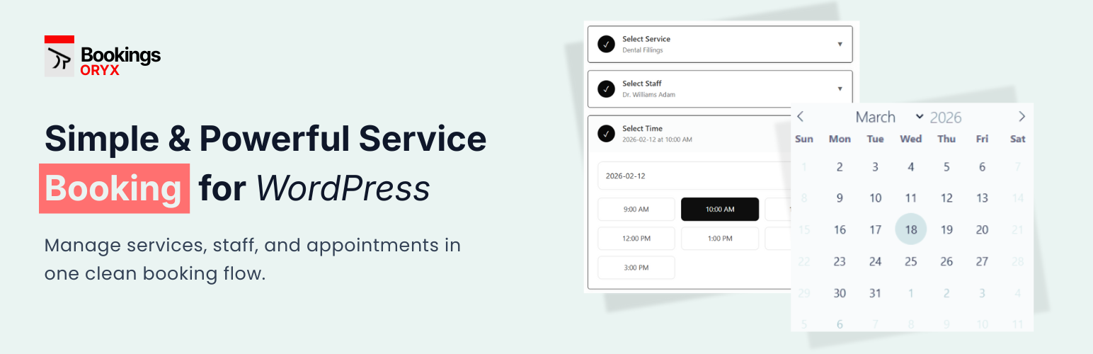 Oryx Bookings: WooCommerce Appointments & Scheduling (100% Free)