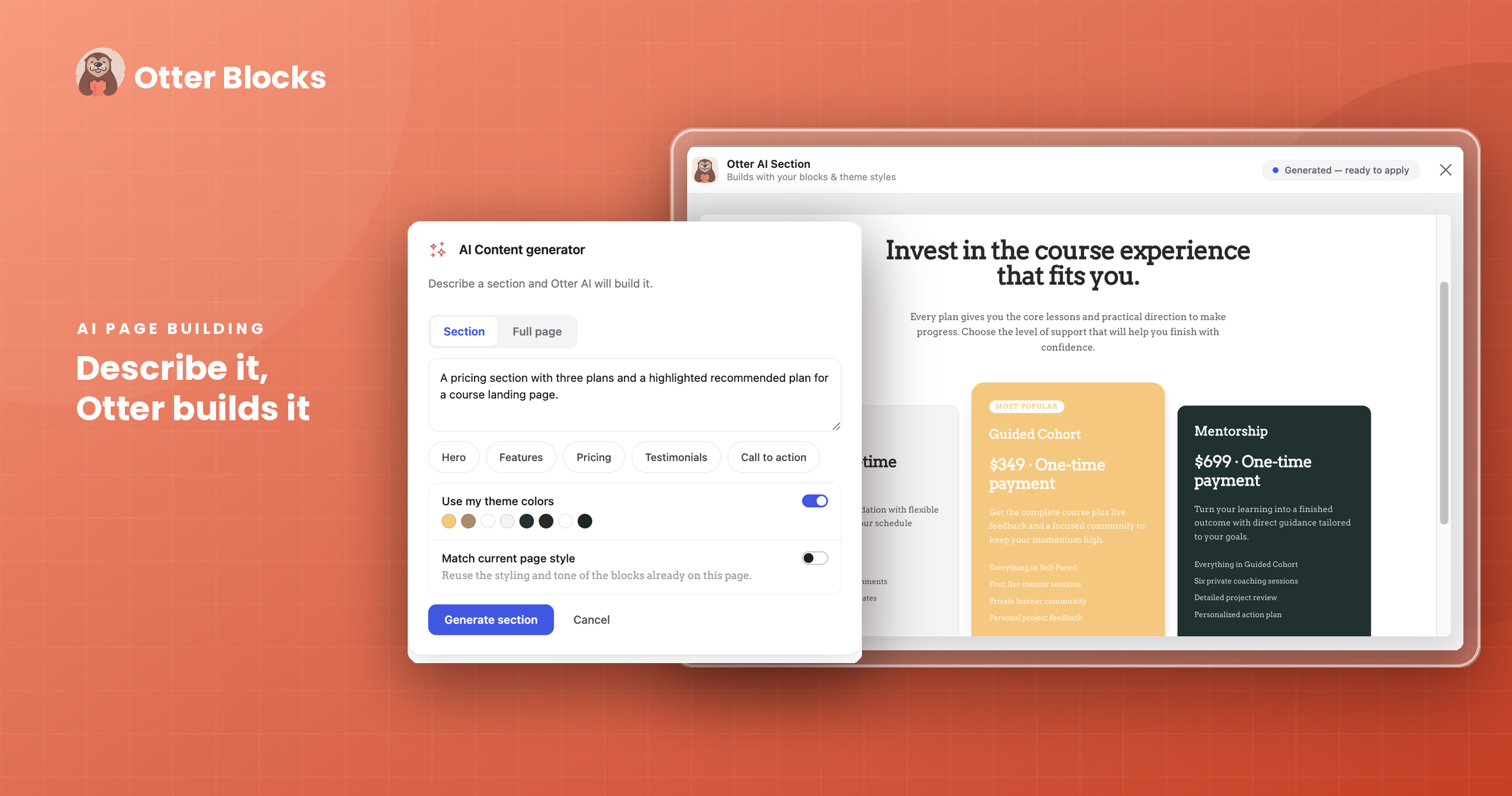 AI Section and Page Generator