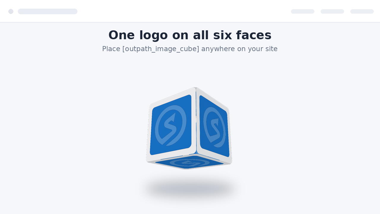 A rotating cube built from a single logo.