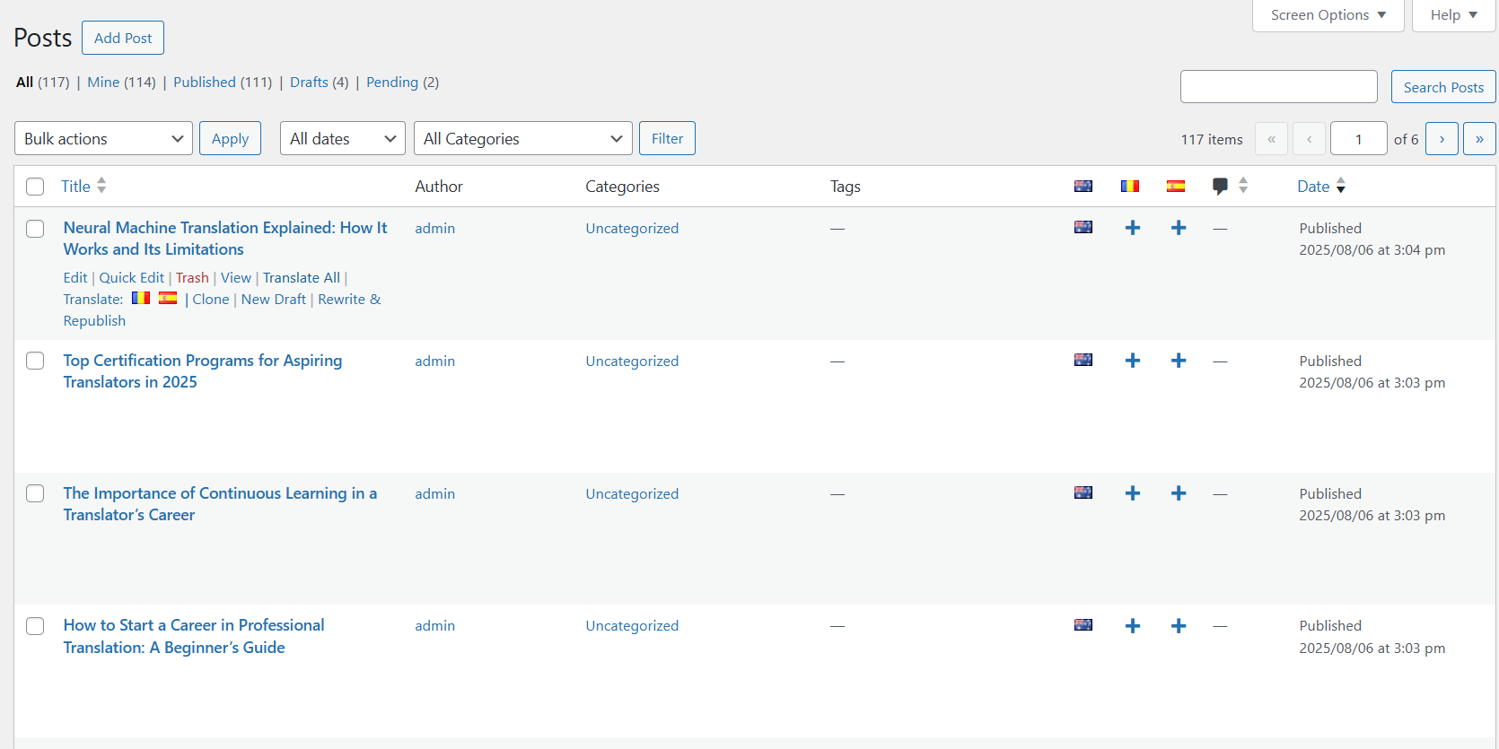 Ovesio WP Plugin Example of new buttons on hover