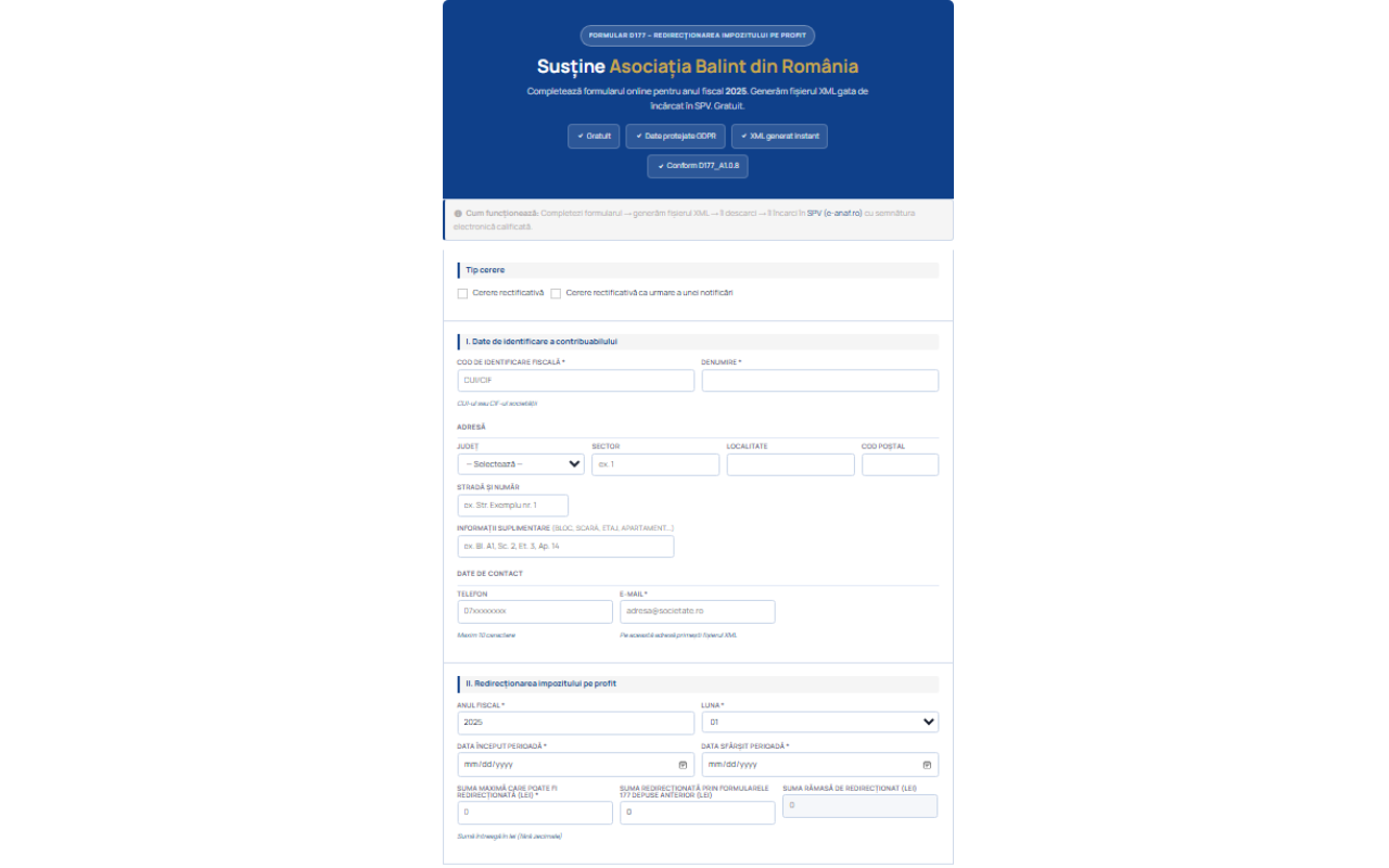 Settings — Organization address and contact details