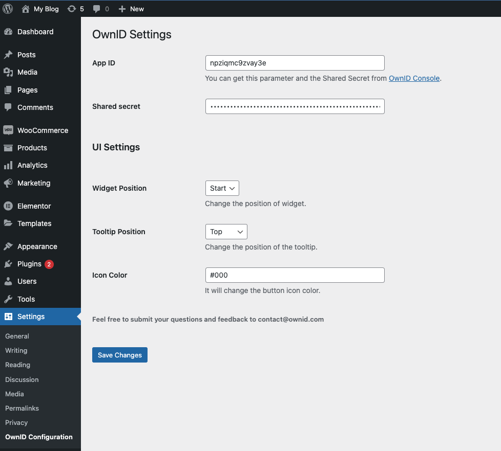 Plugin Settings.