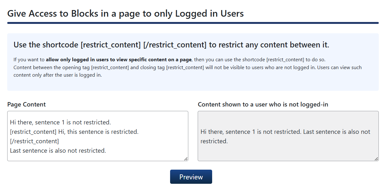 Allow only logged-in users to view specific content on a page