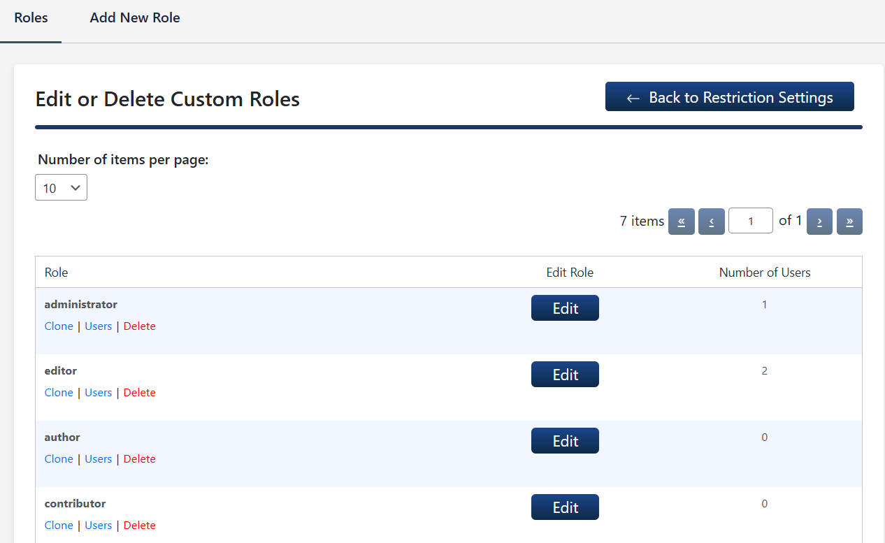 Edit or clone the capabilities of existing roles