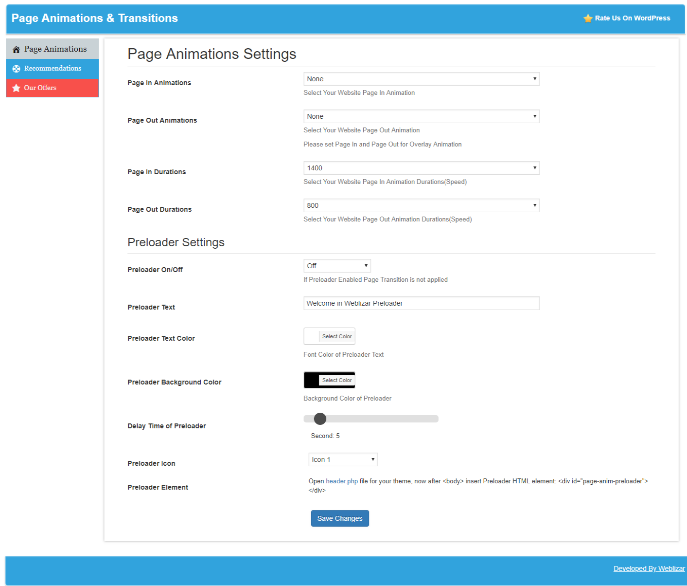 Configurações do Plugin