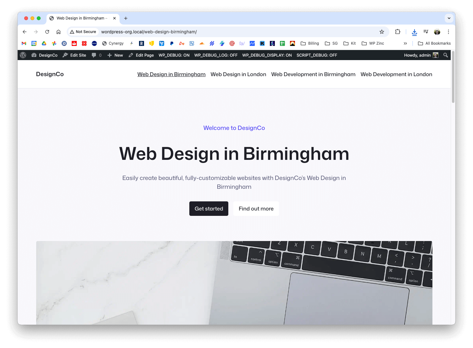 Visualizando uma página do WordPress gerada