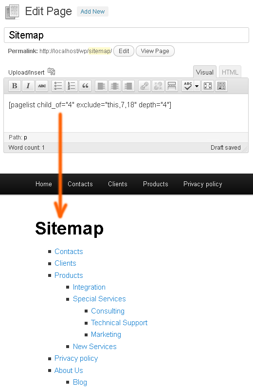 [pagelist] shortcode