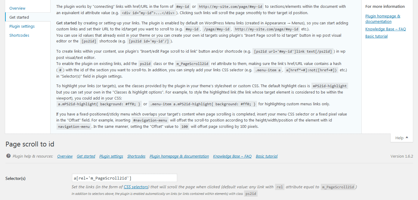 <p>"Page scoll to id" settings help</p>