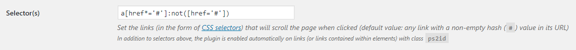 <p>Multiple selectors in plugin settings</p>