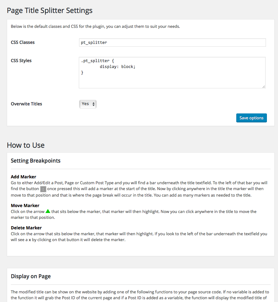 Settings page and instructions on how to use below.