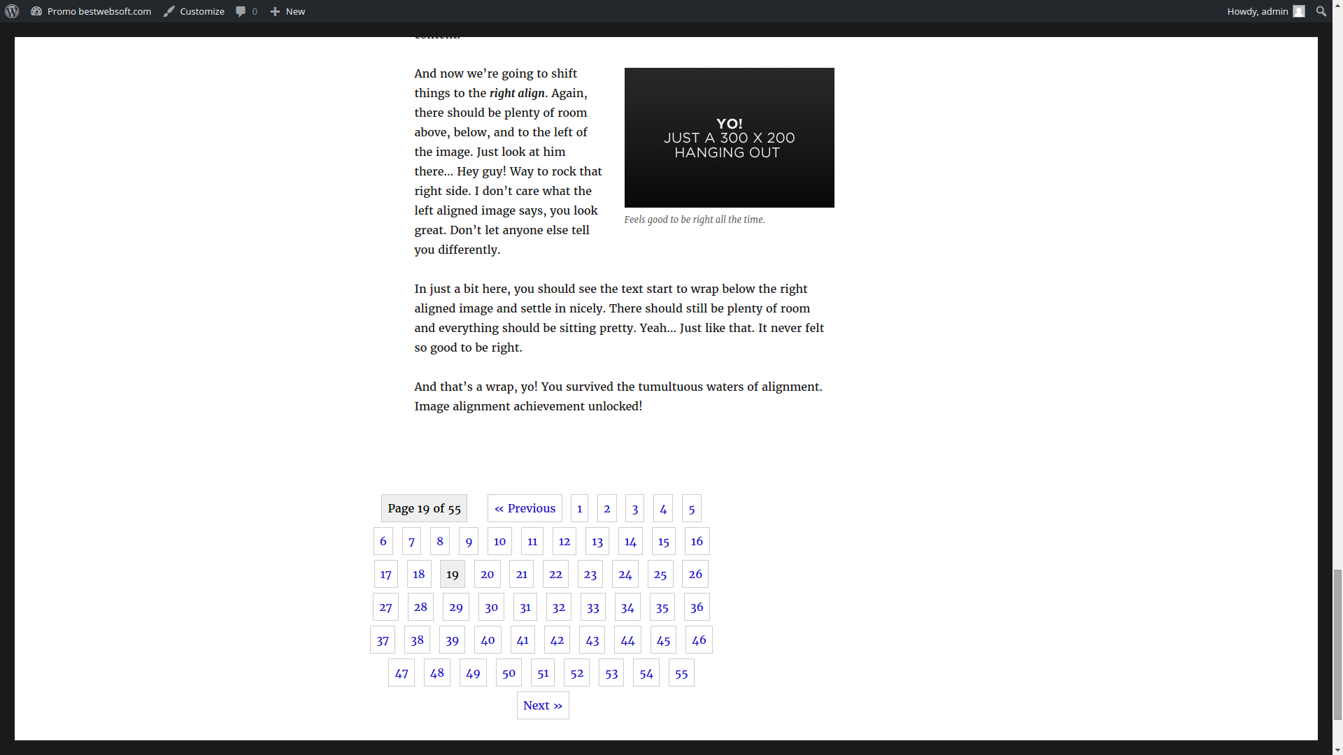 Custom pagination block in the front-end with all page numbers.