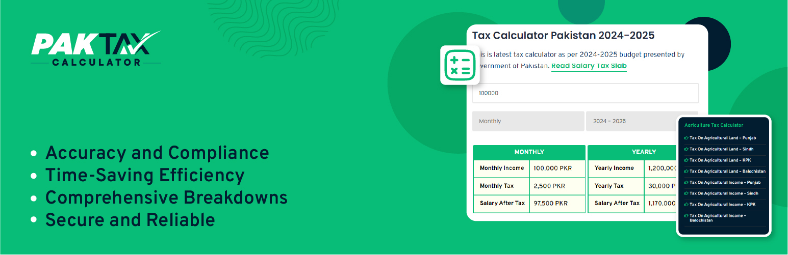 WordPress 外掛 Pakistan Tax Calculator 的封面圖片。