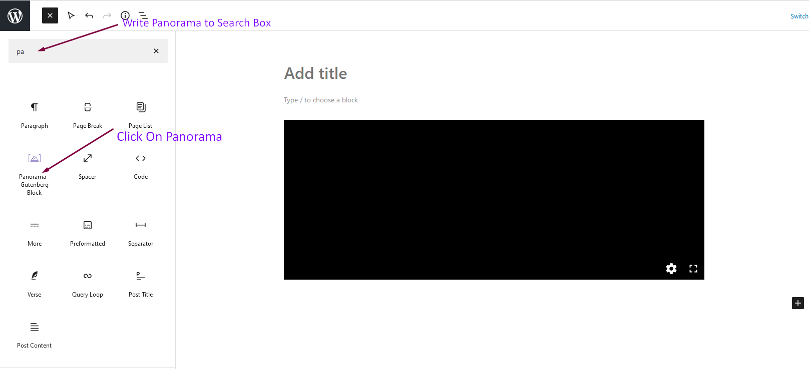 Select From the Editor