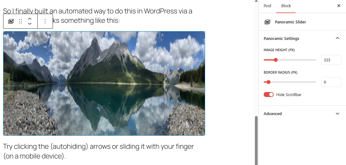 Panoramic Slider Block - Screenshot 1