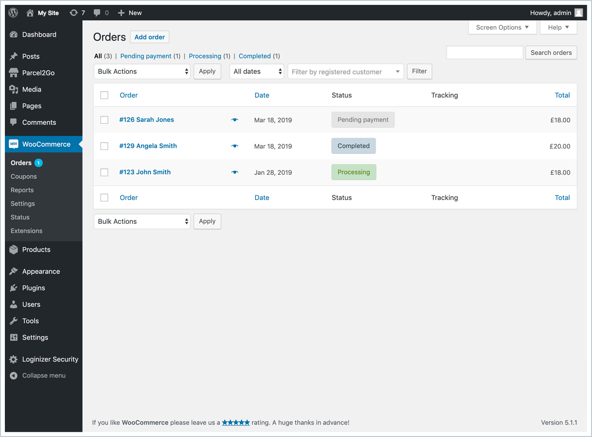 <p>To start sending your parcels. Go to your orders on WooCommerce. Choose the order you want to send, orders that have been paid for will be marked as 'Processing'.</p>