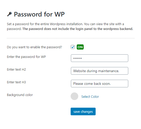 Password for WP