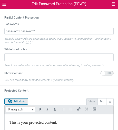 <p>These built-in modules allow you to set passwords and whitelisted roles.</p>