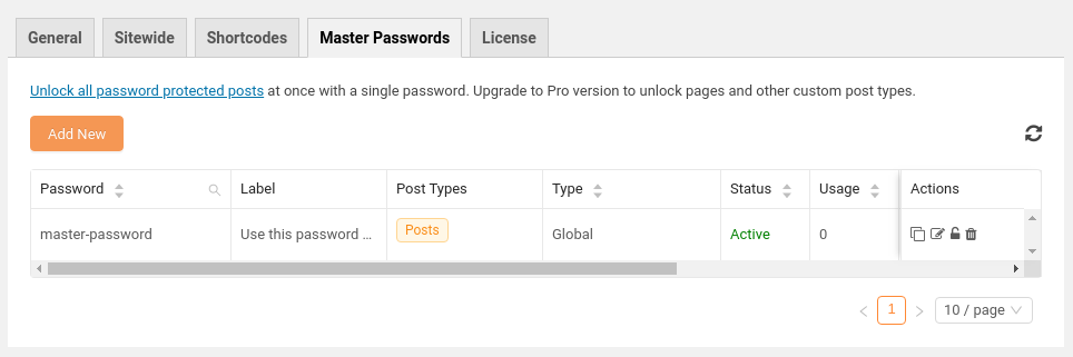 <p>Create master passwords to unlock all protected content at once.</p>