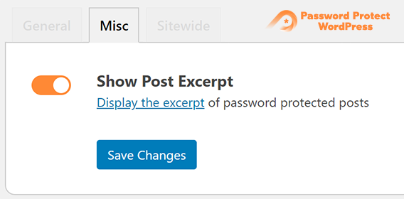 <p>Enable this option to show excerpts of password protected content.</p>