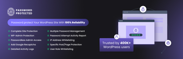 Password Protected – Password Protect your WordPress Site, Pages, & WooCommerce Products – Restrict Content, Protect WooCommerce Category, and more