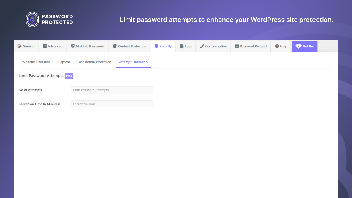 Limit password attempts to enhance your WordPress site protection.