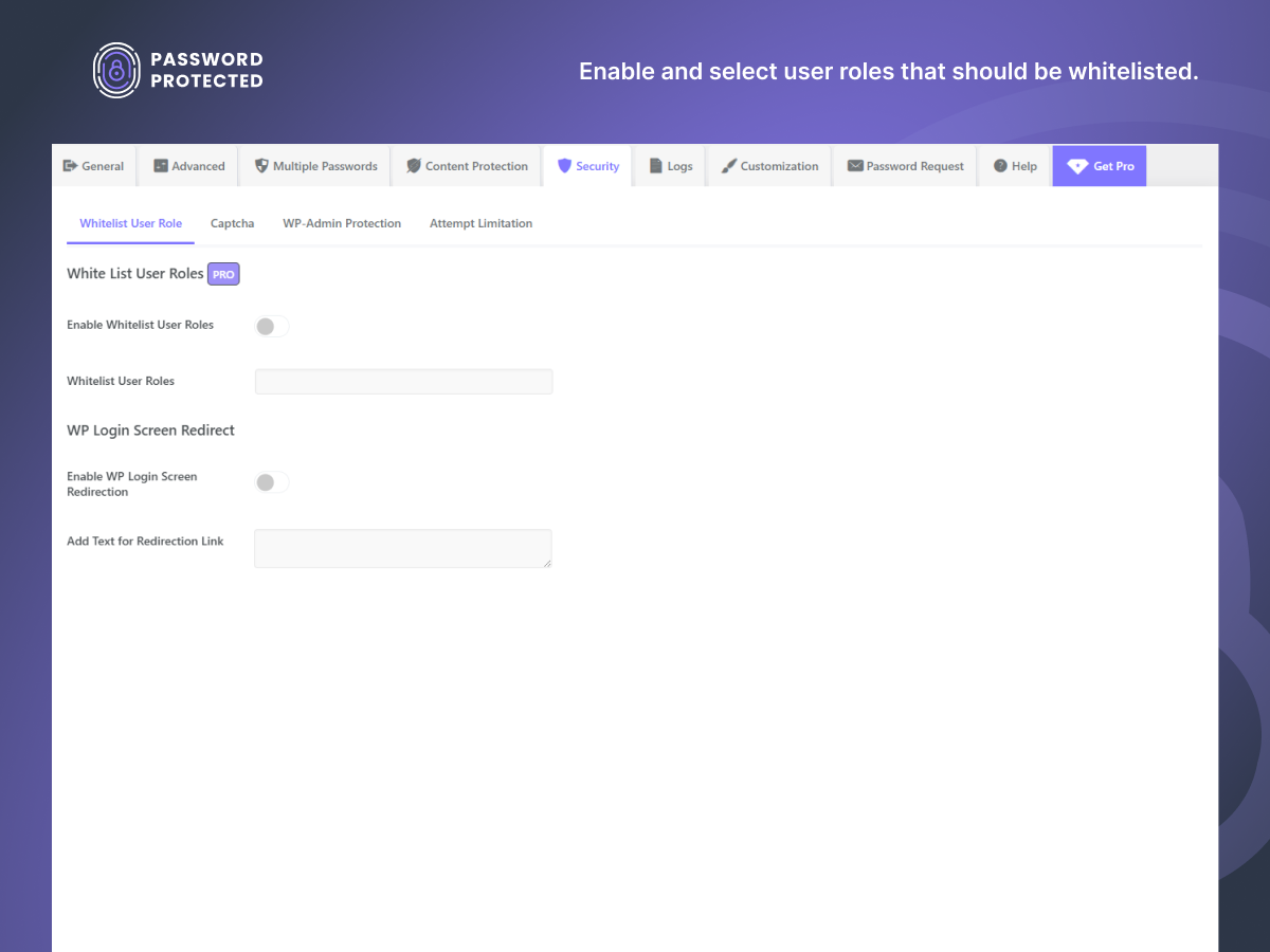 Enable and select user roles that should be whitelisted.