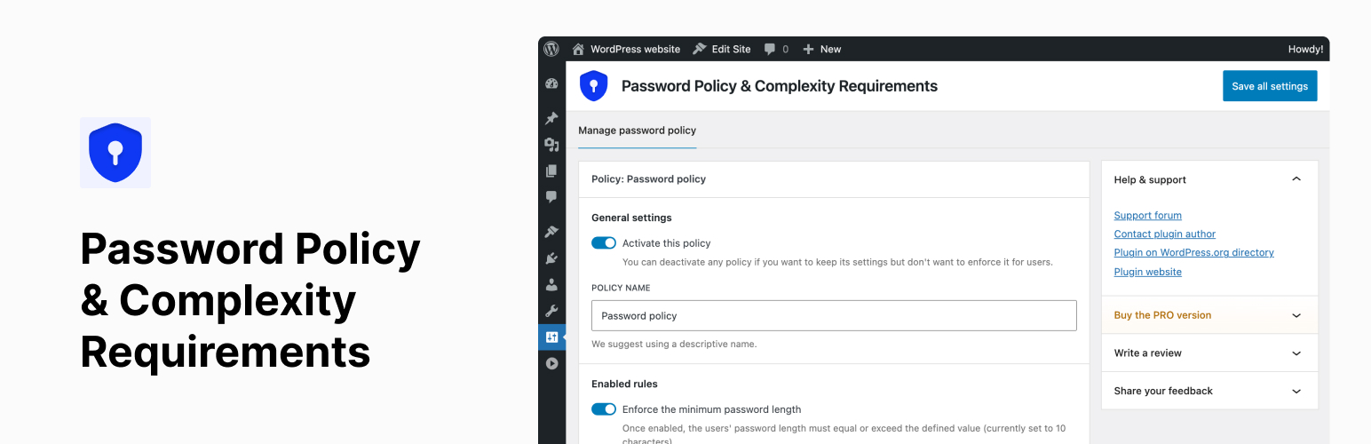 WordPress 外掛 Password Policy & Complexity Requirements 的封面圖片。