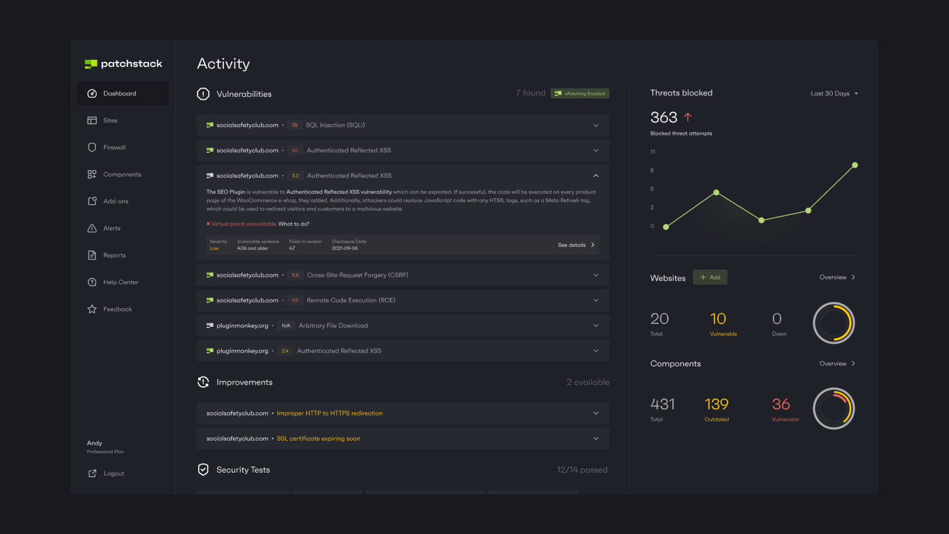 Patchstack App Dashboard