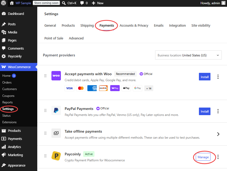 WooCommerce payment gateway settings