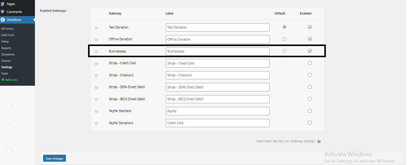 <p>Asoriba Businesspay Payment Gateway Setup Page #2</p>