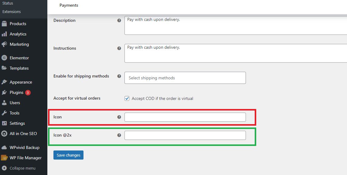 This is the plugin's settings view in Woocommerce