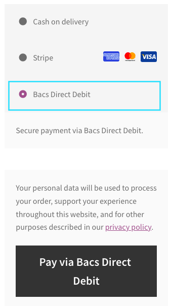 Stripe Bacs Direct Debit