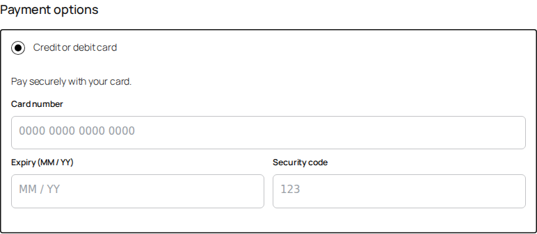Card fields on the WooCommerce block checkout.