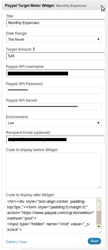 Paypal Target Meter