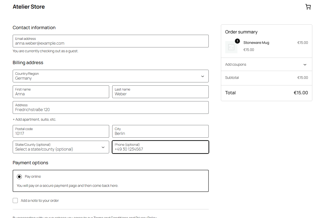 Payshen at checkout, in the WooCommerce Checkout block.