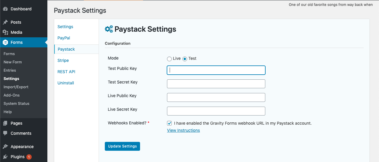 Paystack Add-On for Gravity Forms