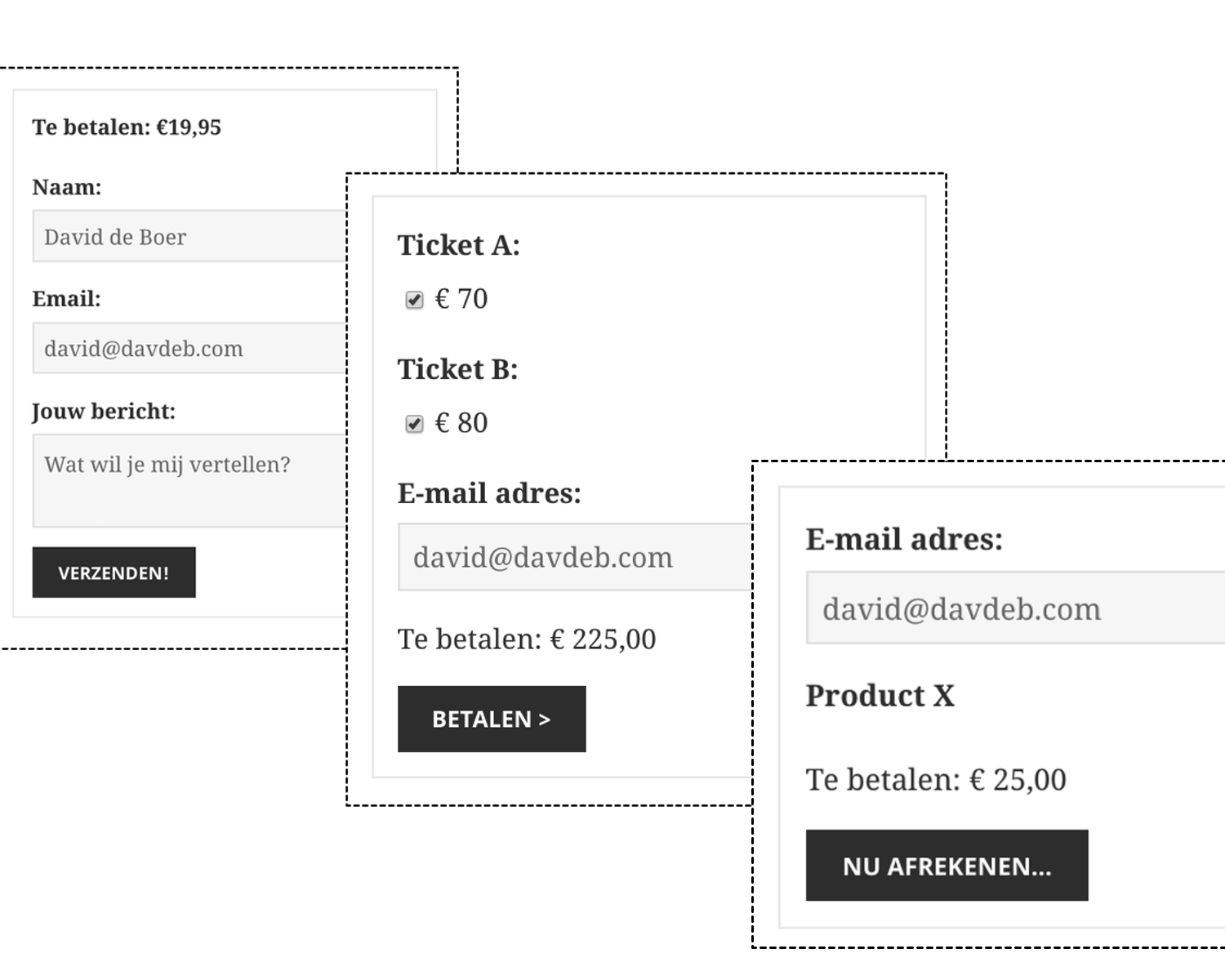 <strong>Payment buttons are flexible</strong> - Set a static amount to be paid, ask for donations (custom amounts!) or allow visitors to select an amount for a specific product/service via a dropdown.