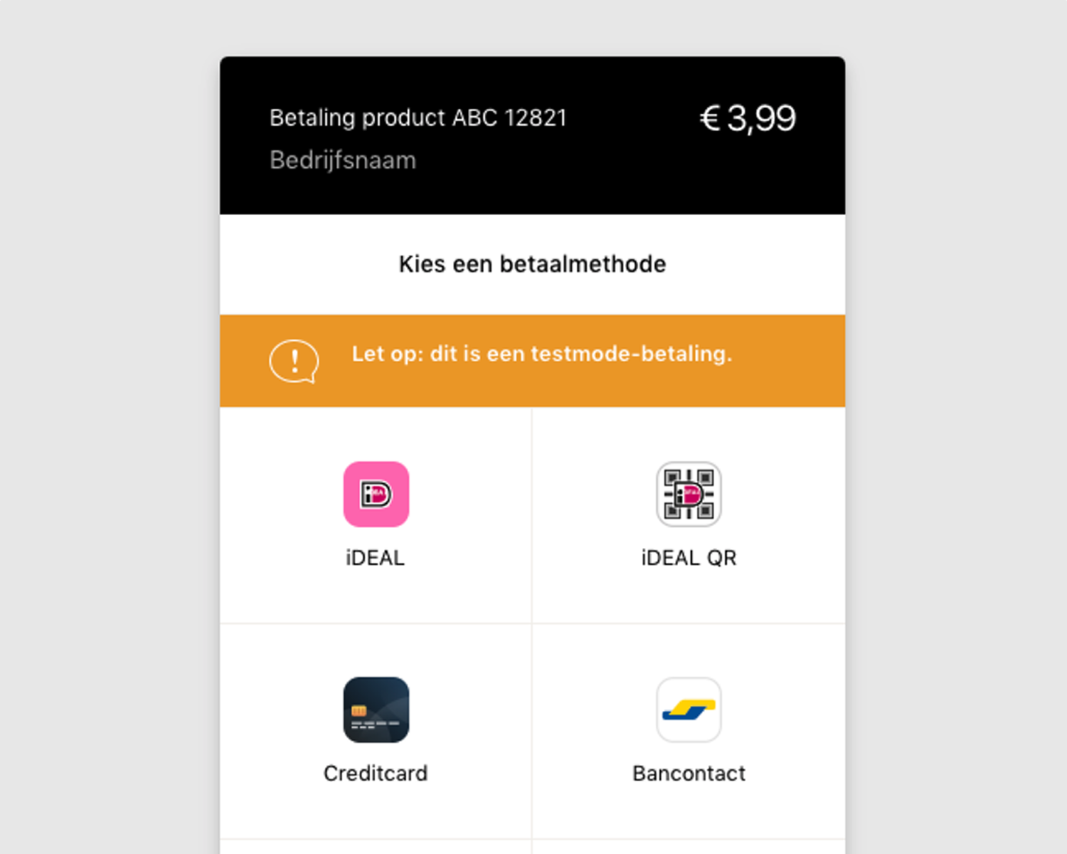 <strong>Payments processed via Mollie.com</strong> - After clicking "Pay" visitors will immediately be redirected to secure payment provider Mollie, which will process the payments and wire the funds to your own bank account. Mollie is certified by the Dutch national bank 'De Nederlandsche Bank (DNB)'.