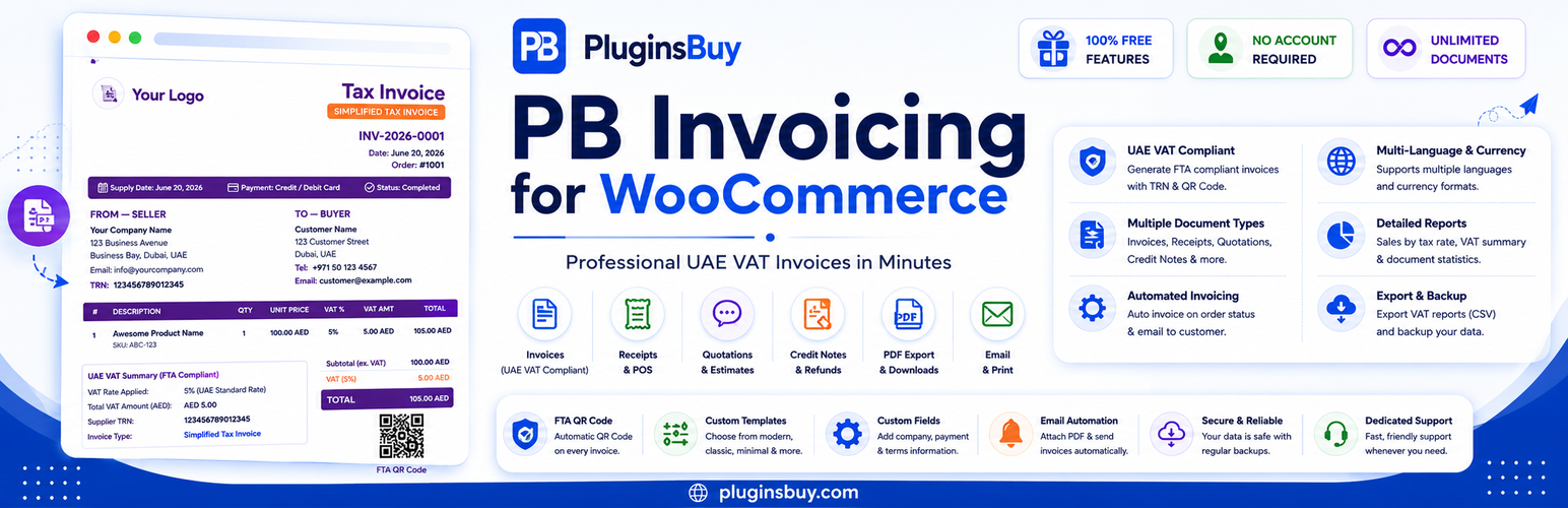 PB UAE VAT Invoicing System for WooCommerce