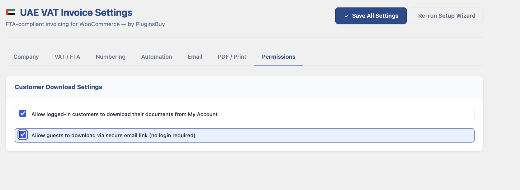 Download settings for user.
