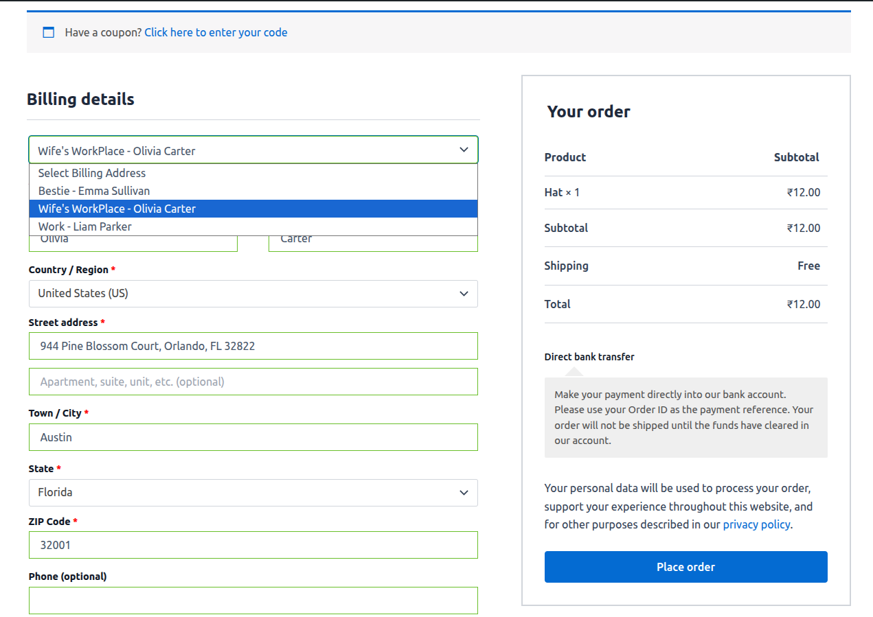 PC User Address Manager for WooCommerce
